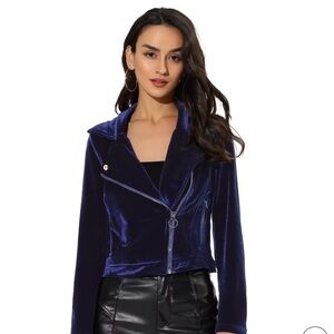 Allegra K Women's Navy Velvet Blazer